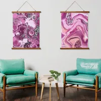 Pink, Mauve and Magenta Marble Fluid Art Hanging Tapestry