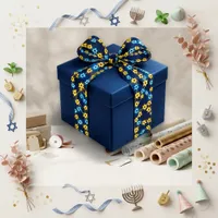 Festive Navy Blue Star Garland Satin Ribbon