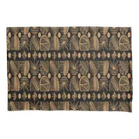 Caribbean Tribal Mudcloth: Black, Gold Pillow Case