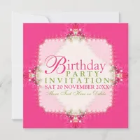 Pretty Girl Pink Lacy Birthday Party Invitations