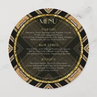 Art Deco Black Gold Geometry Wedding Special Event Menu