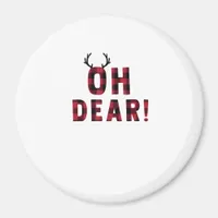 Funny Attitude Oh Dear Plaid Deer Creative Design  Magnet