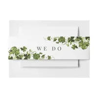 Irish Stylized Shamrock Leafy Foliage  Invitation Belly Band