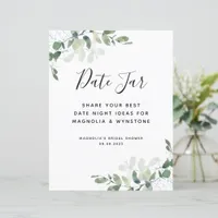 Eucalyptus Bridal Shower Date Night Jar Sign