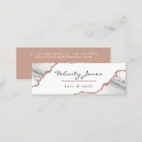 White and Rose Gold Agate Business Card