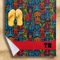 Colorful Tiki Vintage Hawaiian Beach Towel