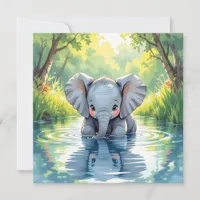 Baby Elephant Themed | First Birthday Party Invitation