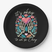 Its Ok To Not Ok Skeleton Hands With Heart Minimal Paper Plates