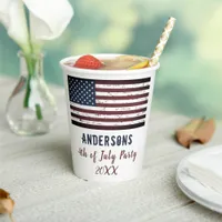 USA American Flag Personalized 4th July Patriotic  Paper Cups