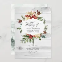 Winter Woodland Christmas Rustic QR Code Wedding Invitation