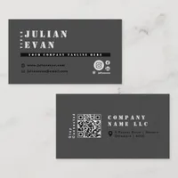 Modern Social Media All Black Bold Typography Business Card