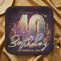 Glam Disco Ball Music Notes 40th Birthday Party Paper Plates