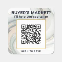 Buyer’s Market QR Contact | Scan to Save Navy Gold Square Sticker