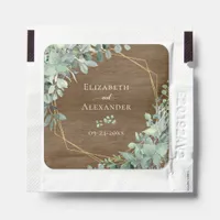 Rustic Wood Eucalyptus Geometric Wedding Hand Sanitizer Packet