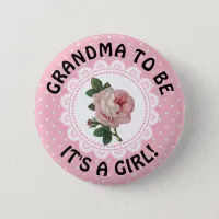 "Grandma To Be" Vintage Rose Baby Shower Button