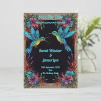 Dark Botanical Hummingbird Theme Invitation