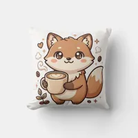 Fox Latte Hug Kawaii Pillow