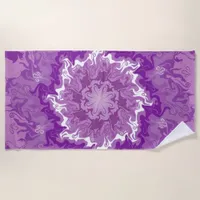 Mandala in multiple purple shades beach towel