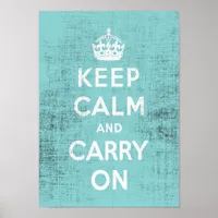 Keep Calm Blue Grunge Canvas Poster