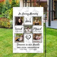 Marble In Loving Memory Photo Collage Memorial Garden Flag