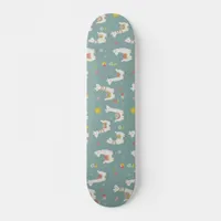 Cute Green Llamas Pattern Skateboard