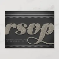 Stylish Gold Cafe Textured RSVP Postcard