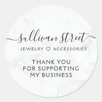 Elegant Marble Small Business Thank You Classic Round Sticker