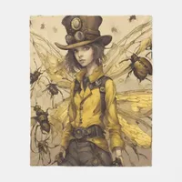 Steampunk Insect Lady Fleece Blanket