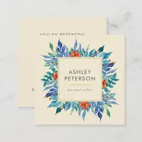 Painted Floral Botanical Elegant Modern Square Business Card