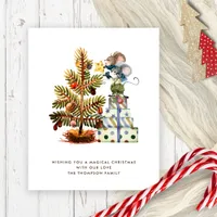 Budget Cute Mice Christmas Tree Holiday Card