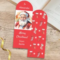 Watercolor Santa Father Christmas Red Personalized Bookmarks