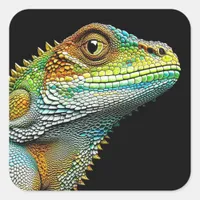 Cool Looking Lizard AI Art Square Sticker