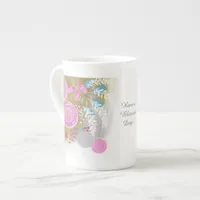 Modern Abstract Floral Bone China Mug