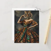 Surreal Tiger in a Dress Fantasy Fashion Postcard