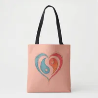 Yin Yang Heart Tote Bag - Personalized