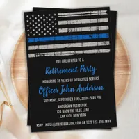 Thin Blue Line - USA FLAG Blue - Police Retirement Invitation