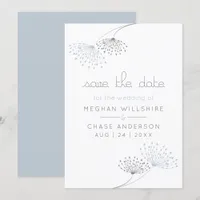Simple Minimal Dusty Blue Flowers Invitation
