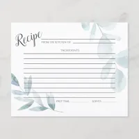 RECIPE CARD | Dusty Blue Watercolor Eucalyptus