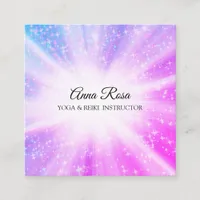 *~* Reiki Massage Energy Healing Rays Square Business Card