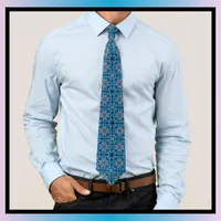 Hand Drawn Scandi Floral Pattern Neck Tie