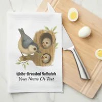 Quirky White-Breasted Nuthatch Kitchen Towel
