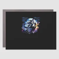 Whimsigoth Witch Flying Over Full Moon Women Kids  Car Magnet