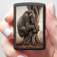 Elephant's Tender Embrace on the Savannah Zippo Lighter