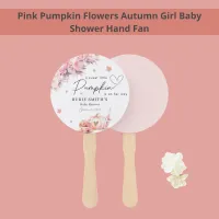 Autumn Pink Pumpkin Gold Leafs Girl Baby Shower Hand Fan