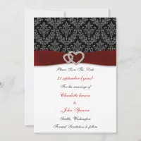 damask diamante red save the date