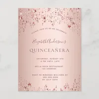 Quinceanera rose gold stars sparkle invitation postcard