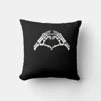 Skeleton Heart And Hands Sign Throw Pillow