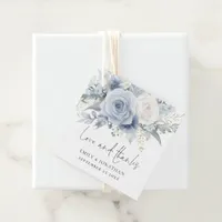 Dusty Blue Florals Love Thanks Wedding Favor Tags