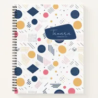 Retro Geometric Abstract Pat#6 Navy Rose ID1067 Notebook