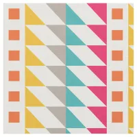 Colorful Retro Aztec Zigzag Squares Pattern Fabric